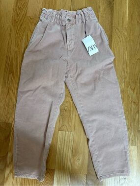 Zara Men's Dusty Pink Paperbag Waist Chinos
